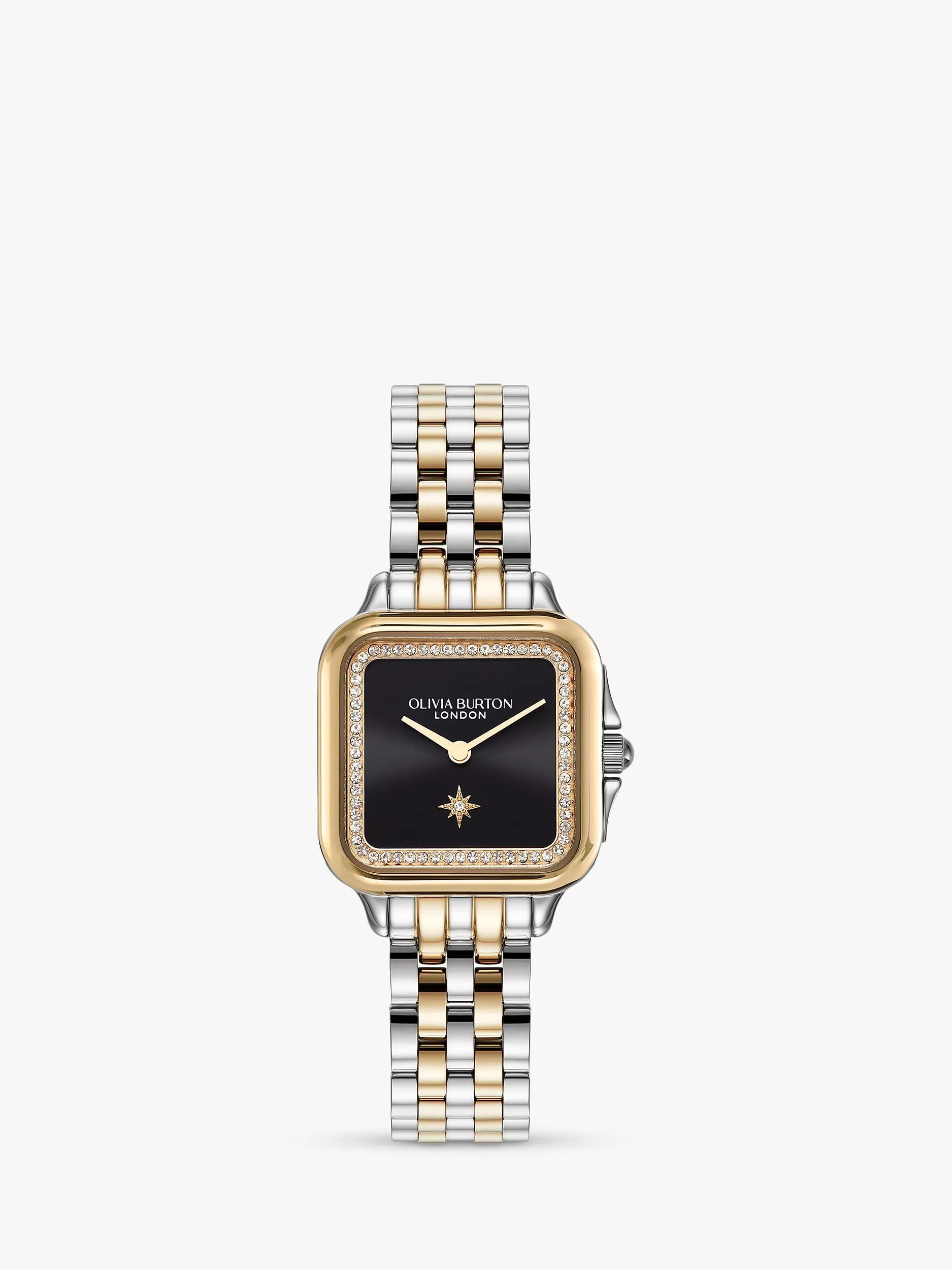 Olivia Burton 24000124 Grosvenor Square Sunray Dial Crystal Bracelet Strap Watch, Multi/Black | John Lewis (UK)