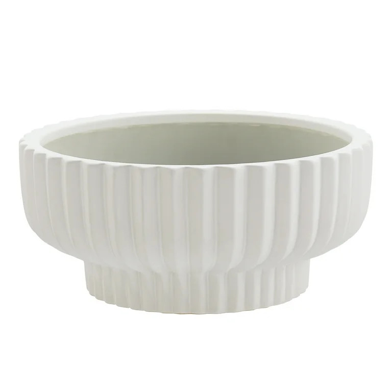 Better Homes & Gardens White Fischer Round Ceramic Planter, 12" | Walmart (US)