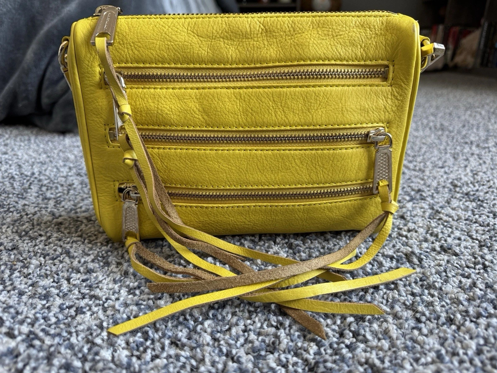 Rebecca Minkoff Yellow Leather Crossbody Bag Purse Zipper | eBay AU