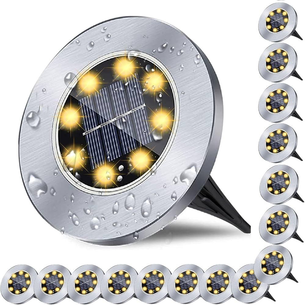 Solar Ground Lights, Waterproof Solar Garden Lights, Upgraded Outdoor Garden Waterproof Bright in... | Amazon (US)