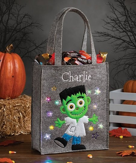 Gray Happy Frankenstein LED Personalized Name Halloween Favor Bag | Zulily