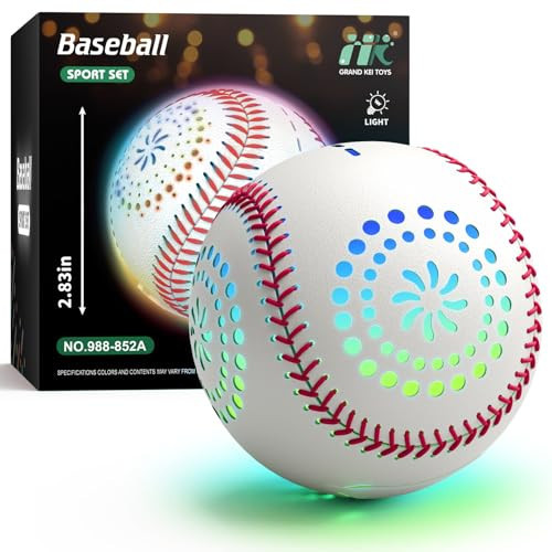 HYES Light up Baseball with LED Rechargeable, 9 Lighting Modes Glow in The Dark Baseball Gifts for Boys 8-12, Official Size Leather Weighted Balls for Day Night Indoor Outdoor Sport Game | Amazon (US)
