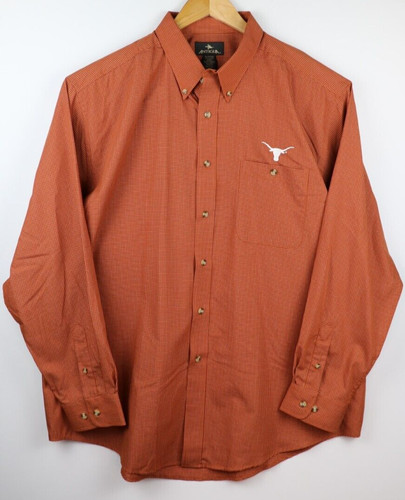 Antigua Orange Texas Longhorns Long Sleeve Button Down Shirt XL Checkered  | eBay | eBay US