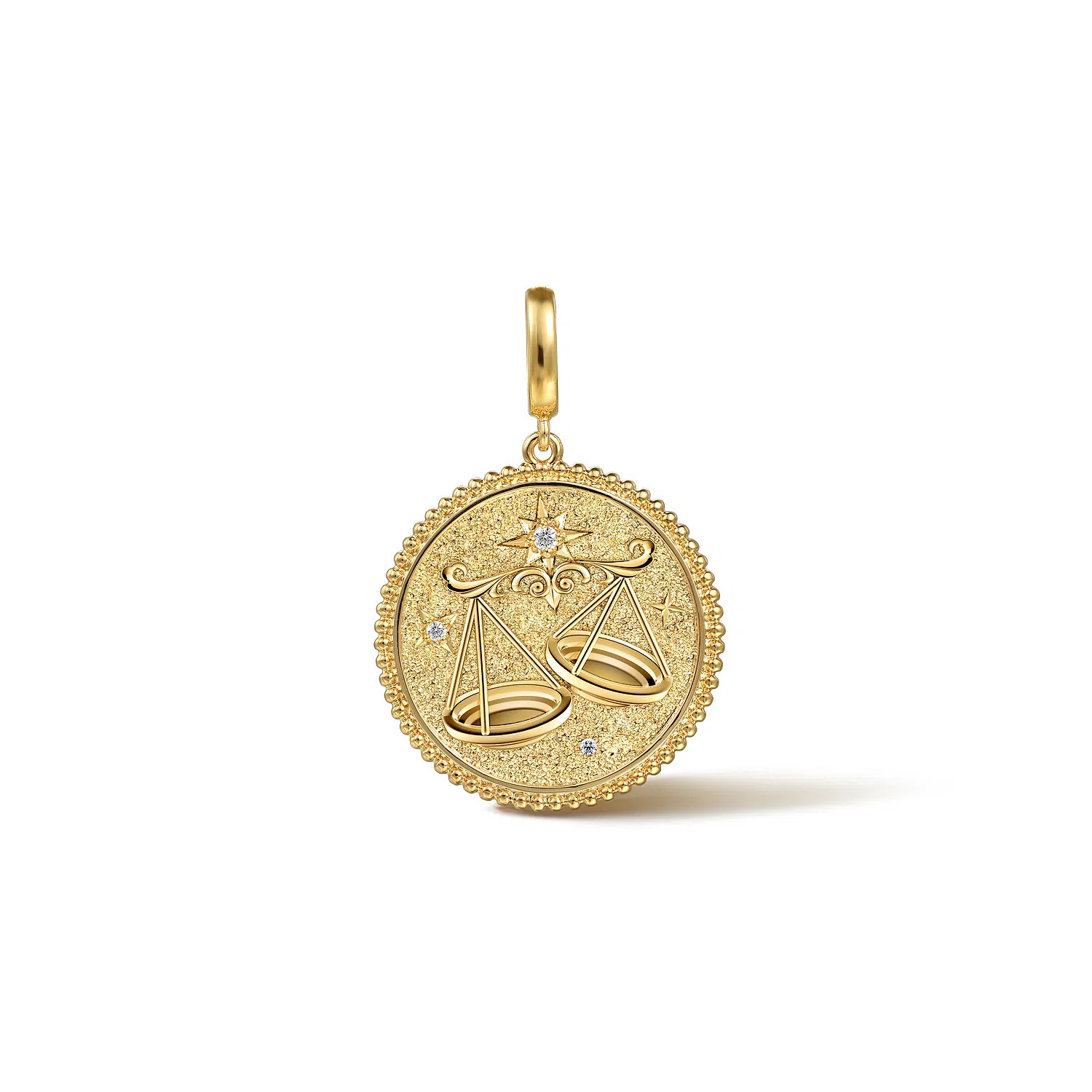 Zodiac - 14K Yellow Gold Diamond Bujukan Libra Medallion Pendant With Detachable Bail | Gabriel & Co. Fine Jewelry And Bridal
