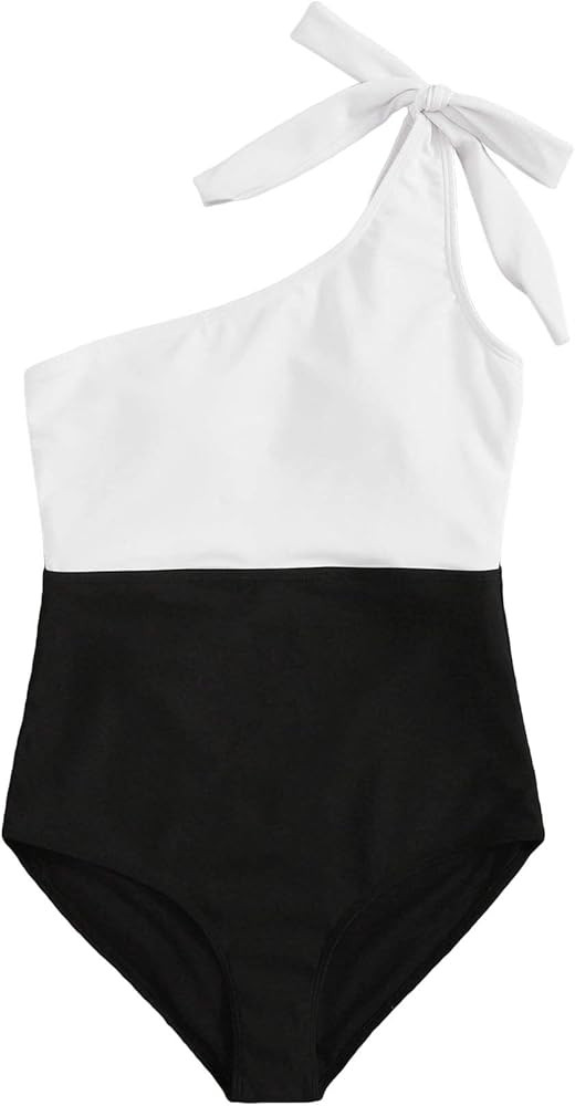 SweatyRocks Women's Bathing Suits One Shoulder One Piece Swimsuits Monokini | Amazon (US)