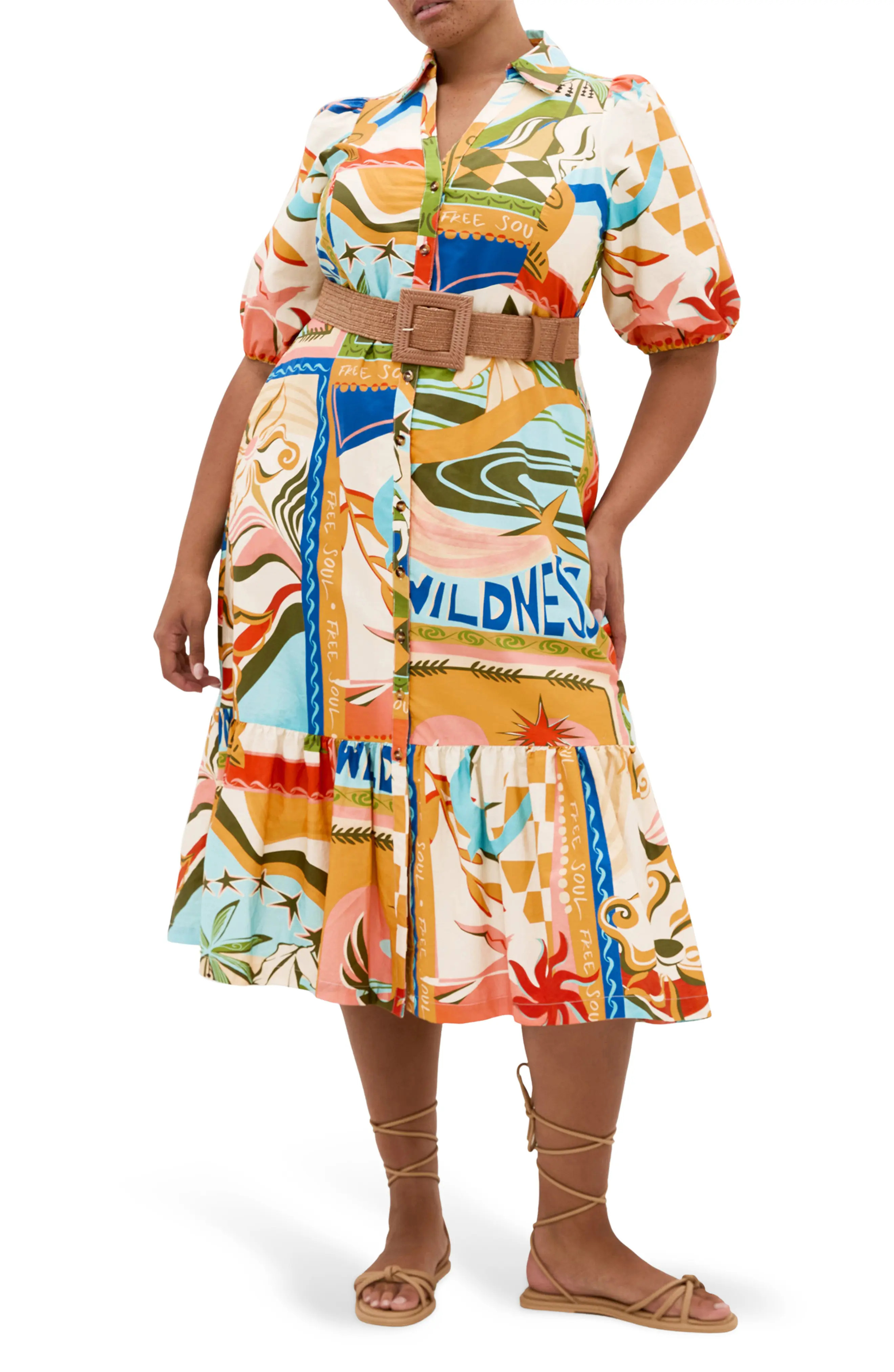City Chic Wild Soul Belted Cotton Shirtdress (Women) | Nordstrom | Nordstrom