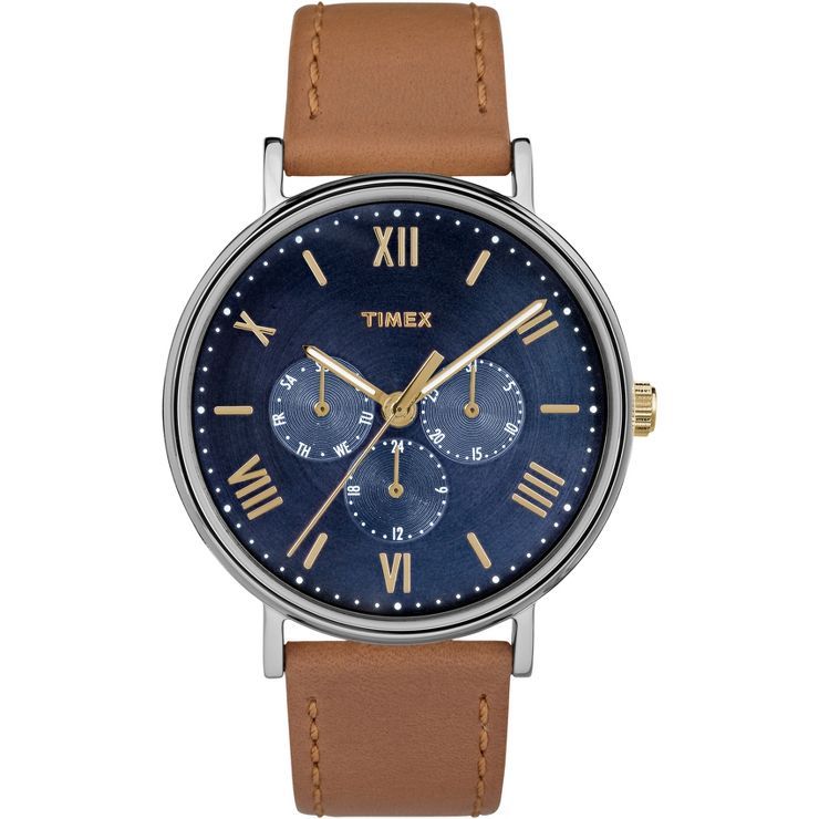 Men's Timex Southview Watch with Leather Strap - Brown TW2R29100JT | Target