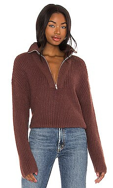 LPA Lesley Half Zip Sweater in Chocolate Brown from Revolve.com | Revolve Clothing (Global)
