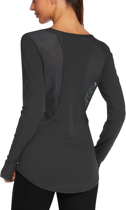 PINSPARK Long Sleeve Workout Shirts for Women Mesh Yoga Tops Loose Fit Hiking Gym Shirts Breathab... | Amazon (US)