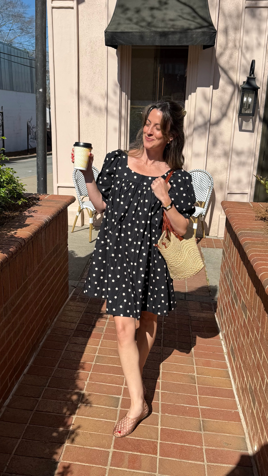 The cutest polka dot dress around thanks anthropologie XS
Amazon jelly’s 
Sezane Justine basket bag 

#LTKmomlife #LTKPetite #LTKootd