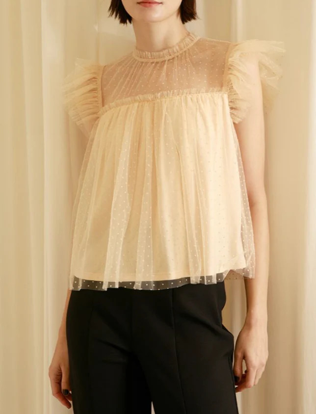 Robin Dotted Flutter Sleeve Blouse | MTT Collective