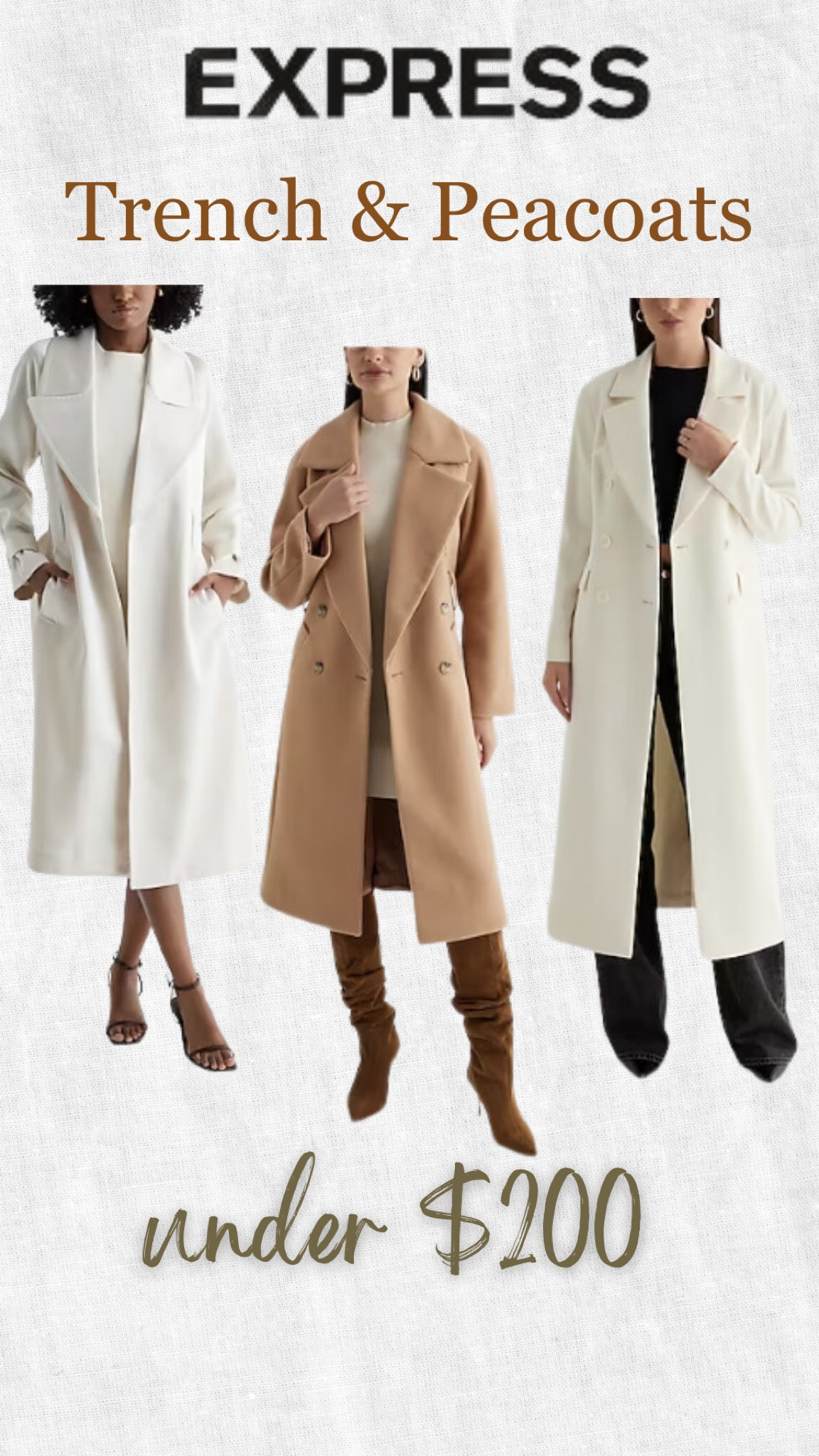 Coat sale
Peacoat trench coat sale 🧥
Express winter sale 

#LTKSeasonal #LTKsalealert