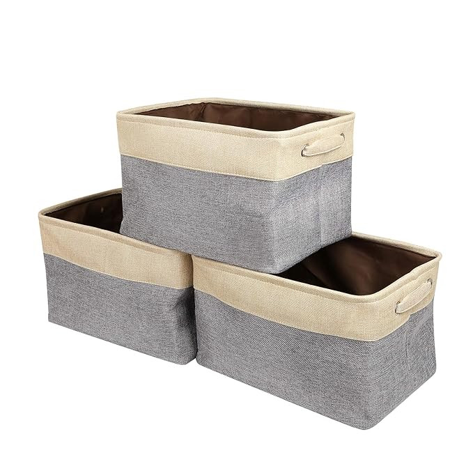 Zonyon Storage Basket Bin, Collapsible Fabric Canvas Storage Cubby Organizer with Handle for Shel... | Amazon (US)