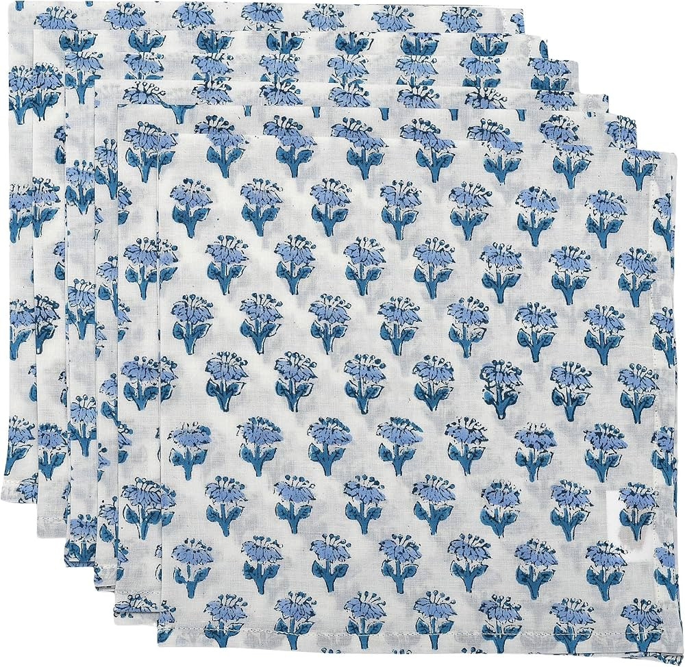 CPC Cloth Napkins Set of 6 Cotton Printed Dinner Block Print Napkins I Wedding Cocktail Cloth Flo... | Amazon (US)