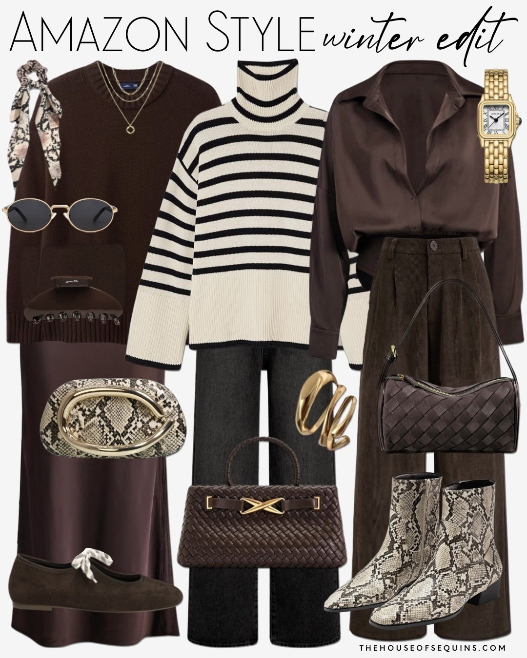 Shop Amazon fall outfits, monochromatic chocolate brown satin skirt, satin bodysuit, corduroy jeans, chic monochrome family photo, snake print boots, woven leather bag, snakeprint clutch, Mary Jane ballet flats and more! 




#LTKgrwm #LTKMidsize #LTKFindsUnder50