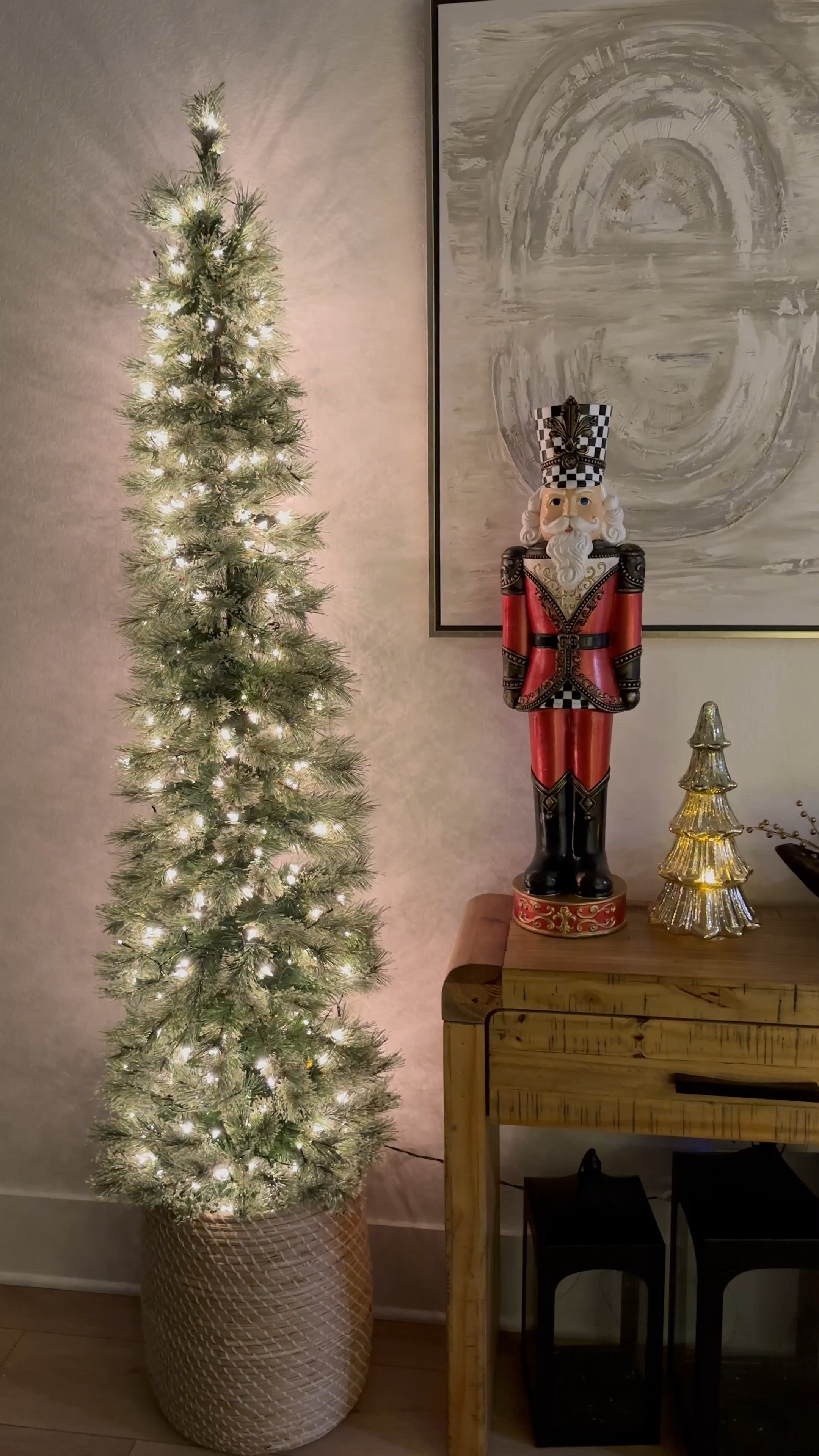 My favorite pencil tree of all time! It’s a gorgeous cashmere pencil tree and looks amazing with no ornaments on it! I added a strand of battery powered twinkle lights and that’s it! Walmart Christmas tree. Pencil Christmas tree. Twinkle tree. 

#LTKVideo #LTKHoliday #LTKSeasonal