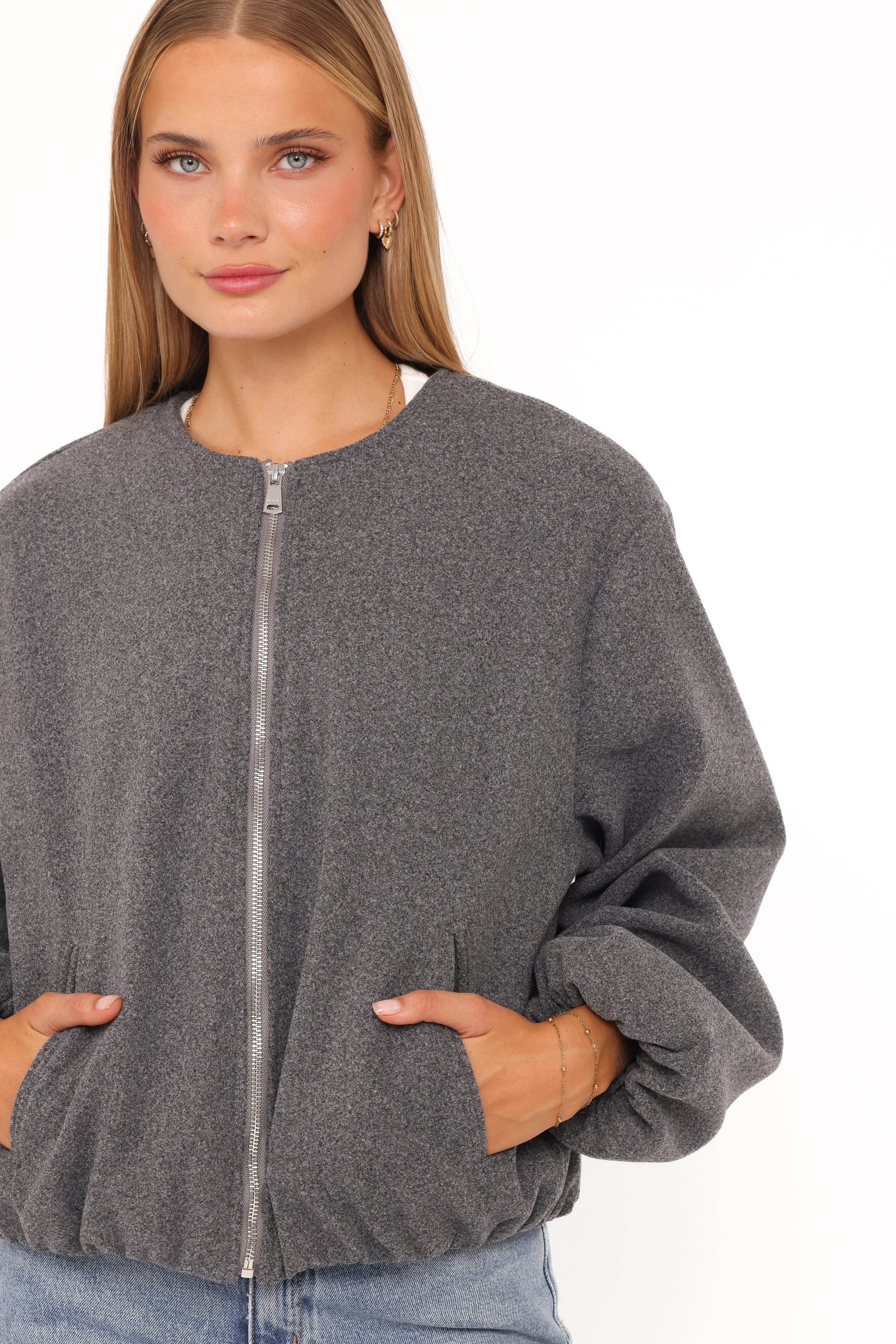 Elisa Cropped Bomber - Heather Grey | Petal & Pup (AU)