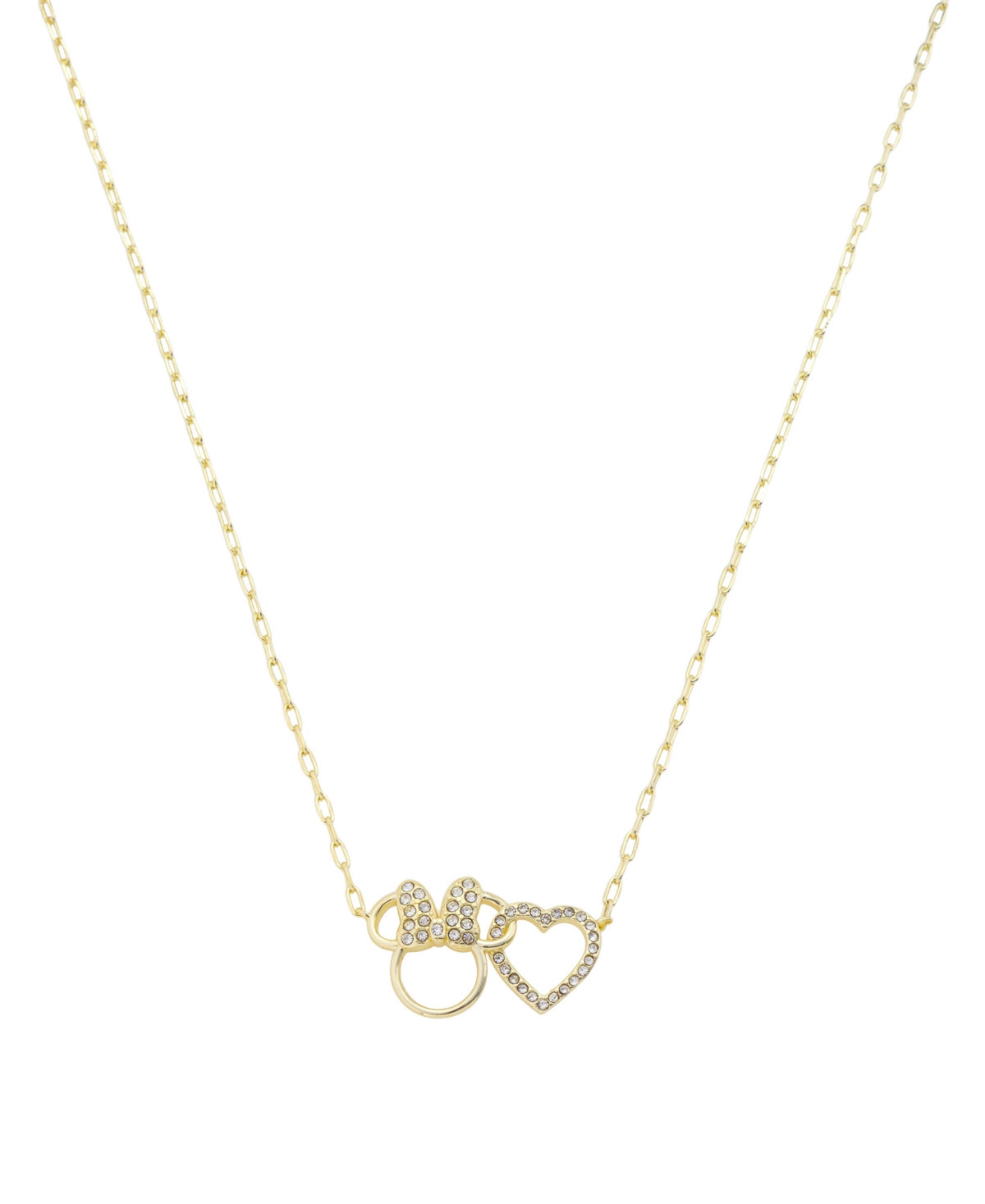 Disney Minnie Mouse Crystal Open Heart and Minnie Pendant Necklace - Gold | Macy's