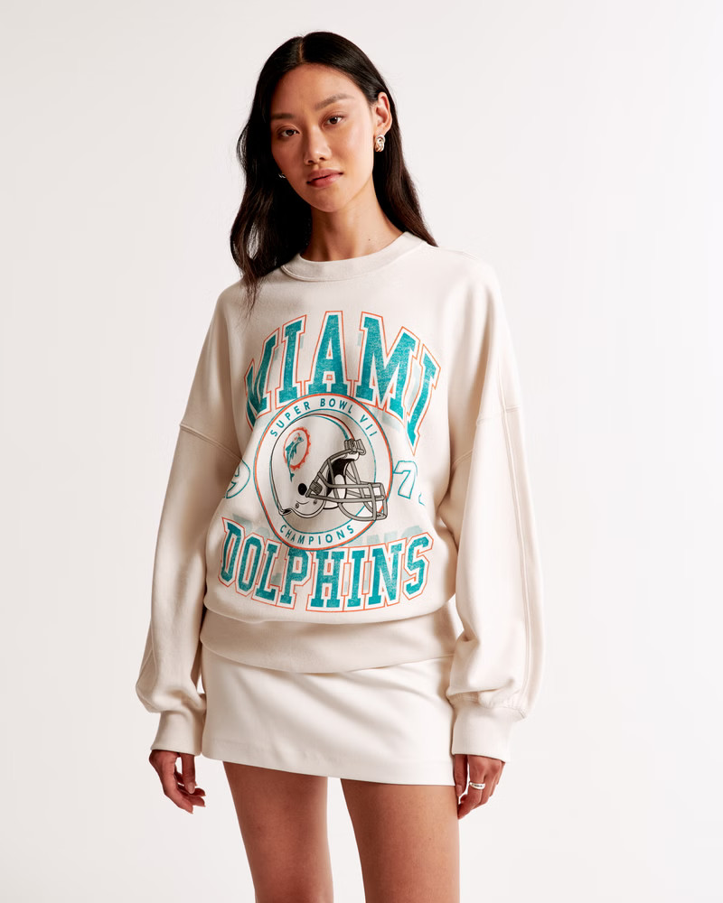 Miami Dolphins Graphic Oversized Sunday Crew | Abercrombie & Fitch (US)