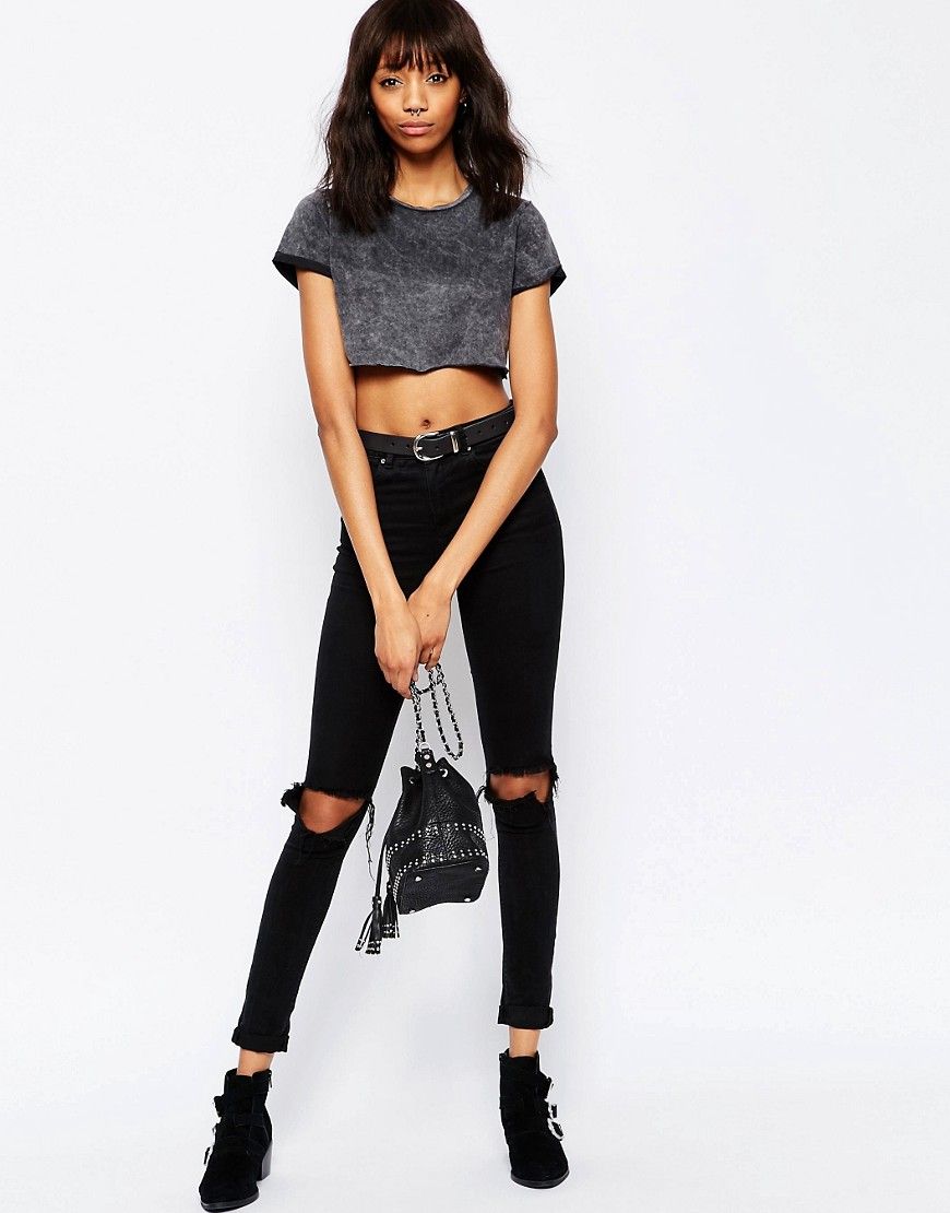 ASOS Super Cropped T-Shirt In Acid Wash | ASOS US