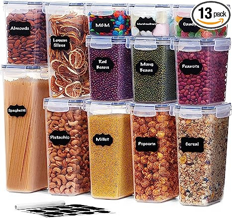 Lifewit 13pcs Airtight Food Storage Containers with Universal Lids, Plastic Cereal Containers Sto... | Amazon (US)