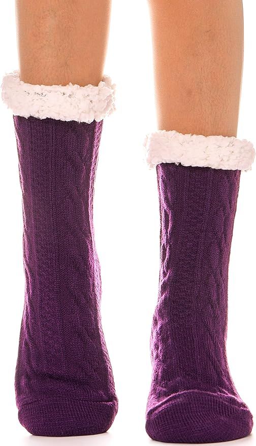 Women Slipper Socks Fluffy Fuzzy Cabin Cozy Winter Warm Comfy Soft Fleece Thick Home Stocking Stu... | Amazon (US)