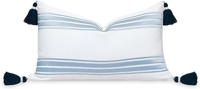 Hofdeco Premium Coastal Patio Indoor Outdoor Lumbar Pillow Cover Only, 12"x20" Water Repellent fo... | Amazon (US)