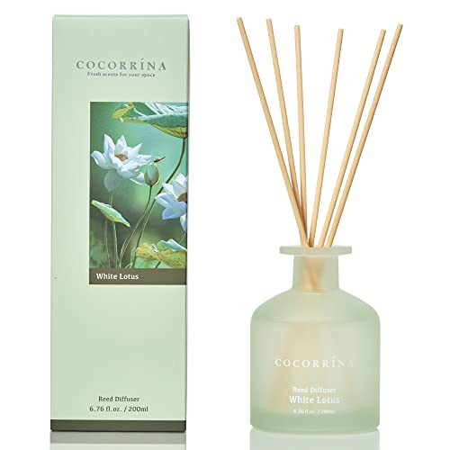 Cocorrína Reed Diffuser - White Lotus 6.76oz Diffuser with Sticks Home Fragrance Essential Oil Reed Diffuser for Home Bedroom Bathroom Shelf Decor Office Decor (Summer Collection) | Amazon (US)