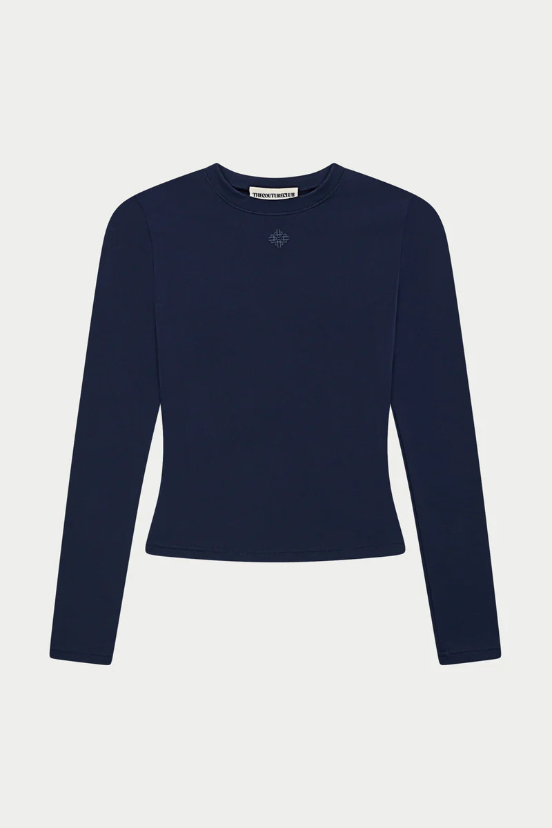 SCULPTING STRETCH LONG SLEEVE TOP - DARK NAVY | The Couture Club