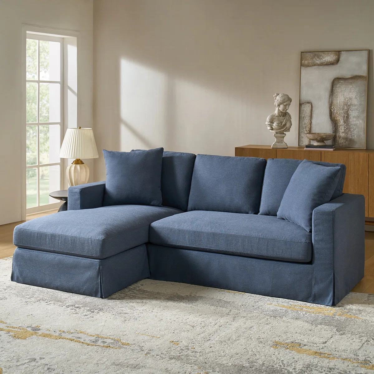 Wimberly 85" Slipcovered Down Fill Sofa with Interchangeable Chaise Lounge | Wayfair North America