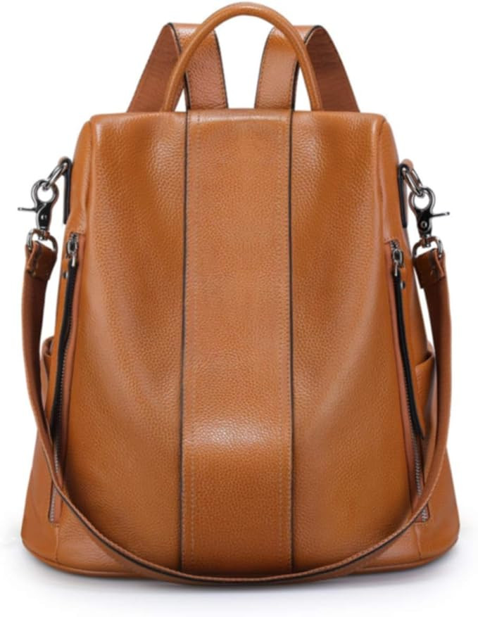 S-ZONE Leather Backpack Purses for Women Antitheft Soft Rucksack Ladies Shoulder Bag Medium | Amazon (US)