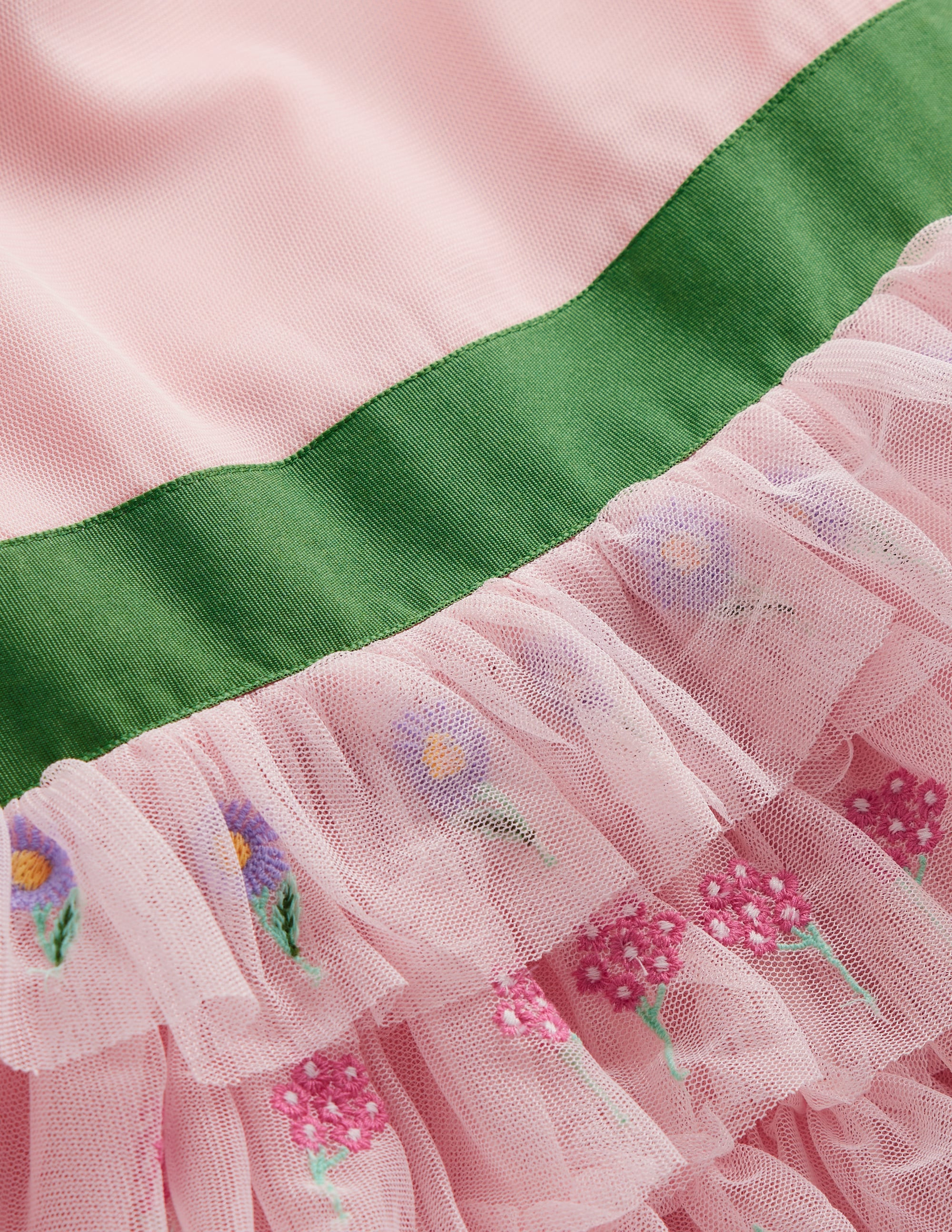 Embroidered Tulle Dress-Chalk Pink Flowers | Boden UK