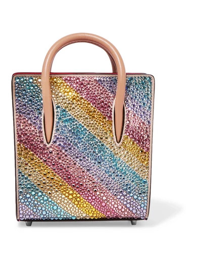 Christian Louboutin - Paloma Nano Embellished Metallic Textured-leather Tote - Pink | NET-A-PORTER (US)