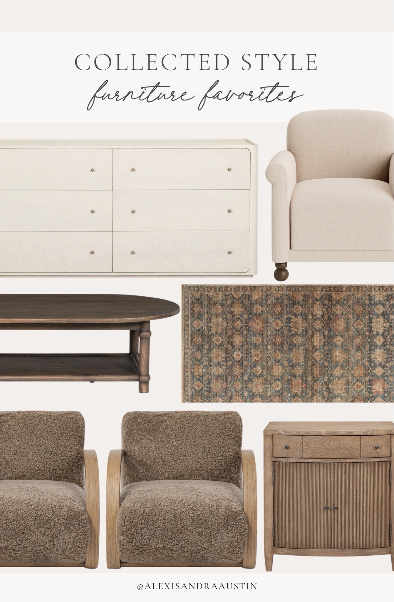 Collected style furniture favorites! From bedroom staples to quality accent chairs, find all of the latest finds that caught my eye.

Home finds, neutral home inspo, furniture favorites, neutral wood tones, quality over quantity, vintage style area rug, rich wood tones, nightstand details, accent chairs, Perigold, Wayfair, bedroom details, Loloi, Four Hands, living room refresh, shop the look!

#LTKSeasonal #LTKHome