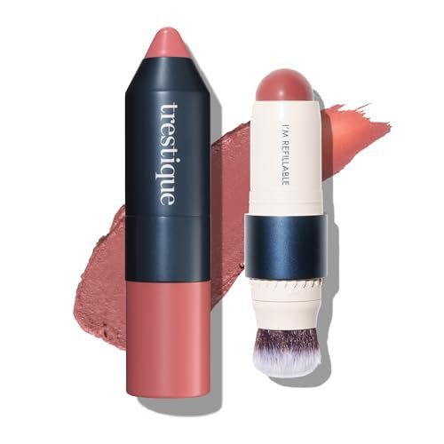 trestique Blush Stick, Vegan Blush Stick With Built-In Brush, Pink Blush Makeup For Women, Rose Makeup, 2-In-1 Creamy | Amazon (US)