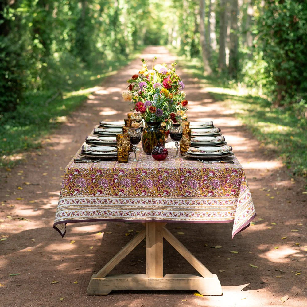 Pomegranate Garden Plum & Ochre Tablecloth | Pomegranate