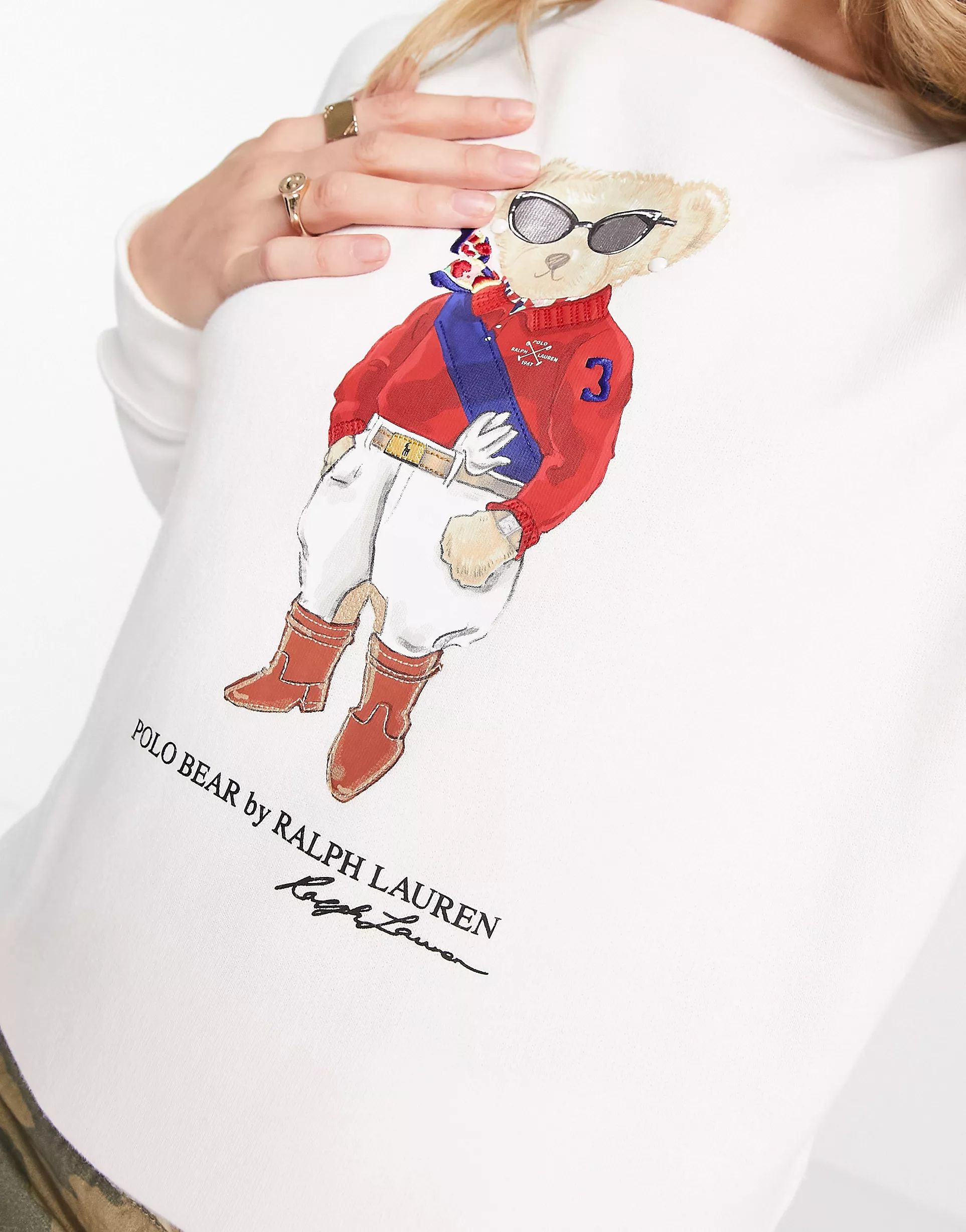 Polo Ralph Lauren long sleeve bear logo sweatshirt in cream | ASOS (Global)