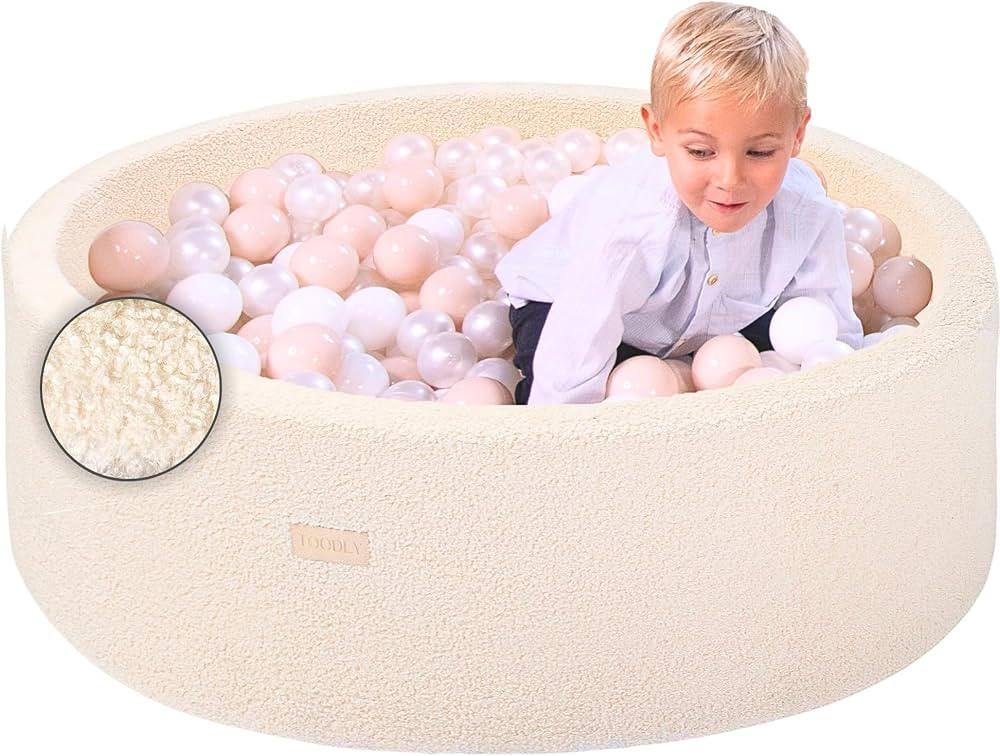 Beige Teddy Fleece Ball Pit for Toddlers and Babies - 35.5 in Soft Foam Baby Ball Pit - Durable Ball Pit for Babies for Toddlers - Foam Ball Pit for Toddlers Balls NOT Included | Amazon (US)