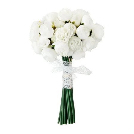 Artificial White Peony Flower Bouquet, 11.8" , by Way To Celebrate | Walmart (US)