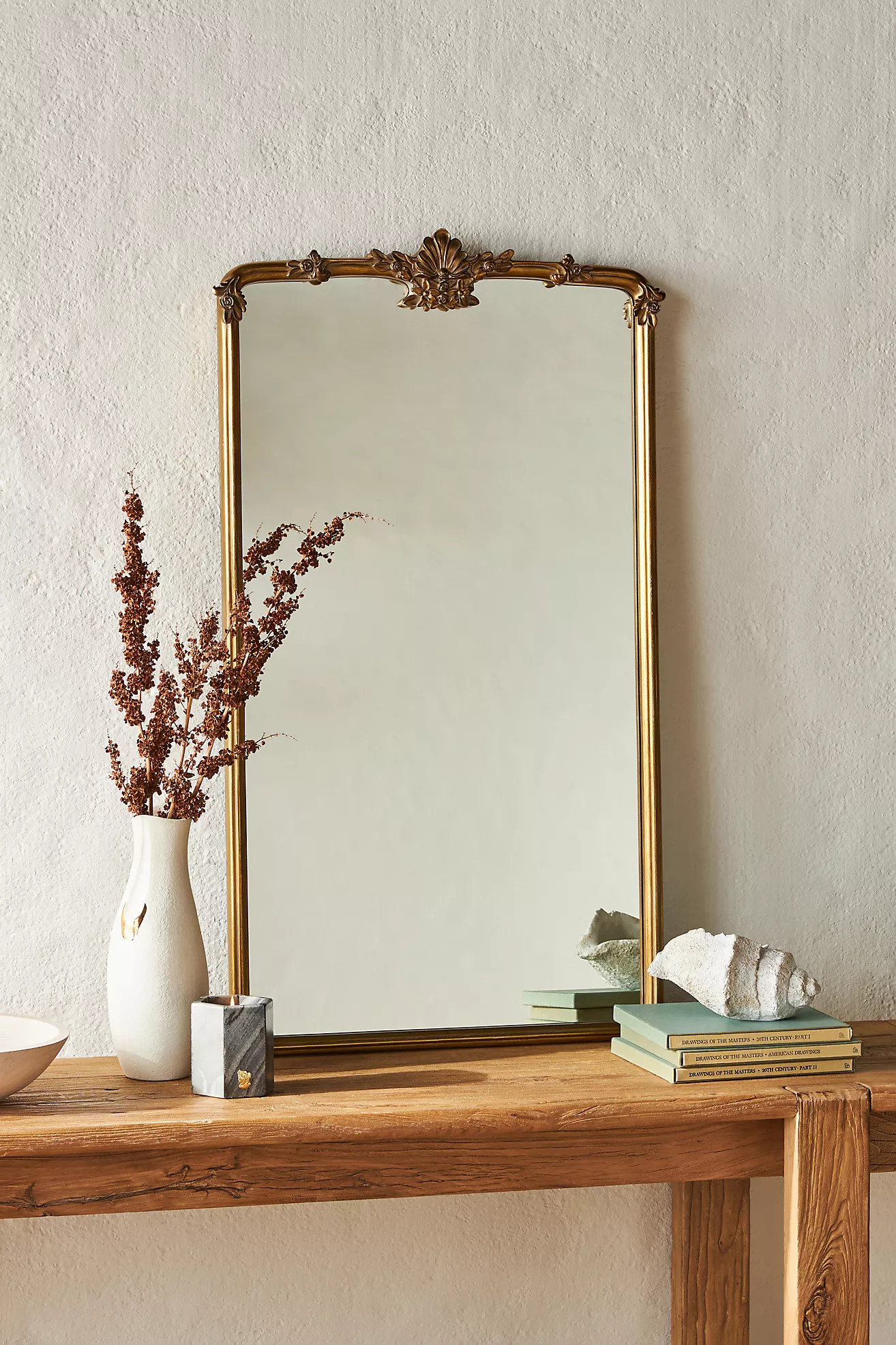 Cecilia Floral Emblem Portrait Rectangle Wall Mirror | Anthropologie (US)
