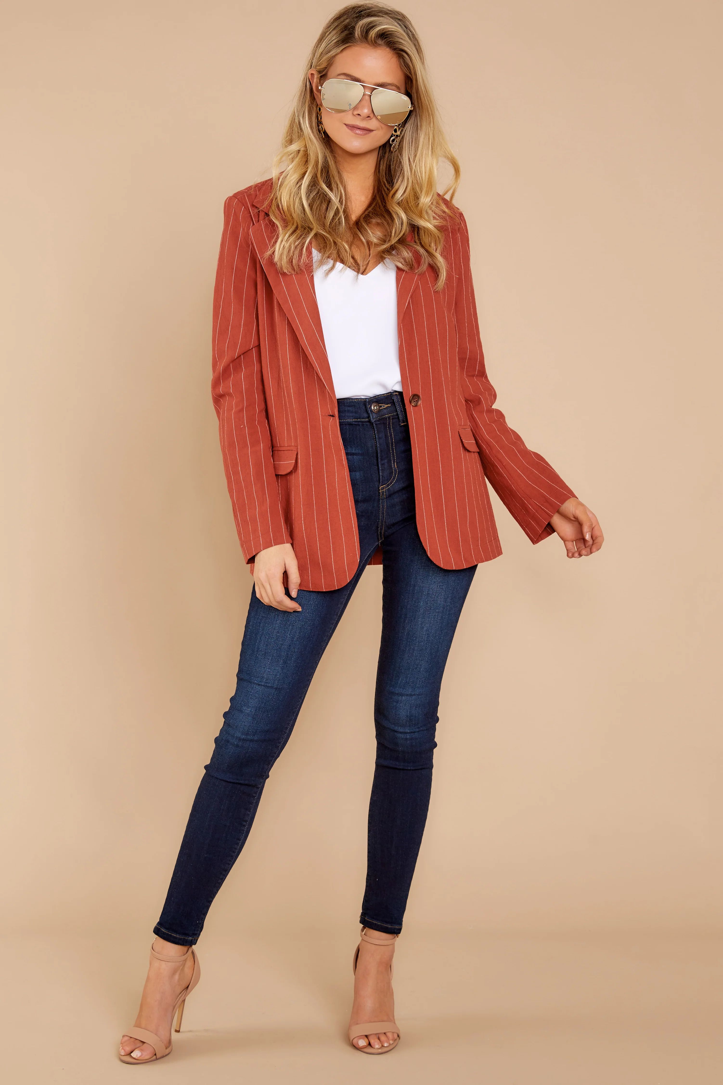 Business Minded Clay Red Blazer | Red Dress 