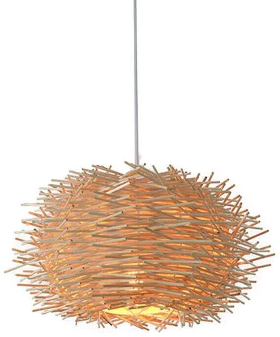 TFCFL Vintage Handmade Rattan Weaving Chandelier Bird Nest Pendant Lamp Light 110V - Walmart.com | Walmart (US)