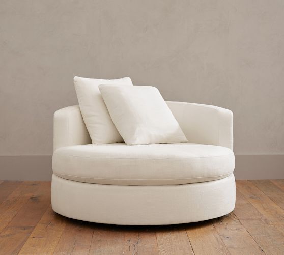 Balboa Upholstered Swivel Armchair | Pottery Barn (US)