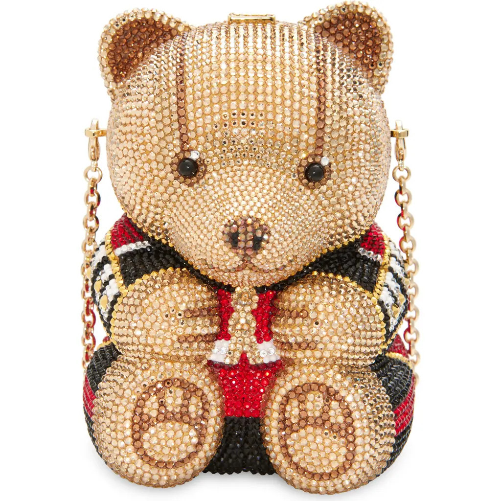 JUDITH LEIBER COUTURE Teddy Bear Albert Crystal Embellished Novelty Clutch in Champagne Prosecco Multi at Nordstrom | Nordstrom