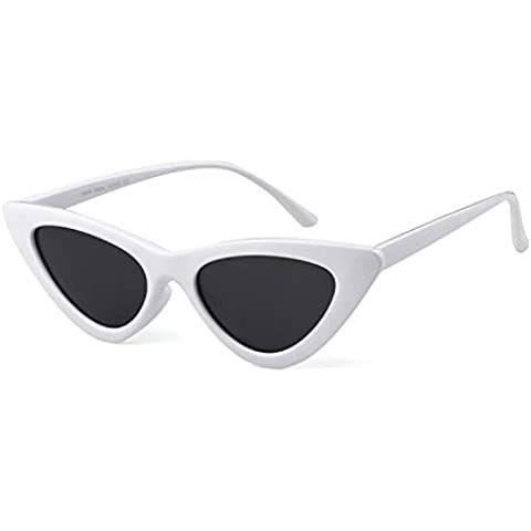kimorn Cat Eye Sunglasses Women Clout Goggles Kurt Cobain Retro Sun Glasses K0566 (White&Black) | Amazon (US)