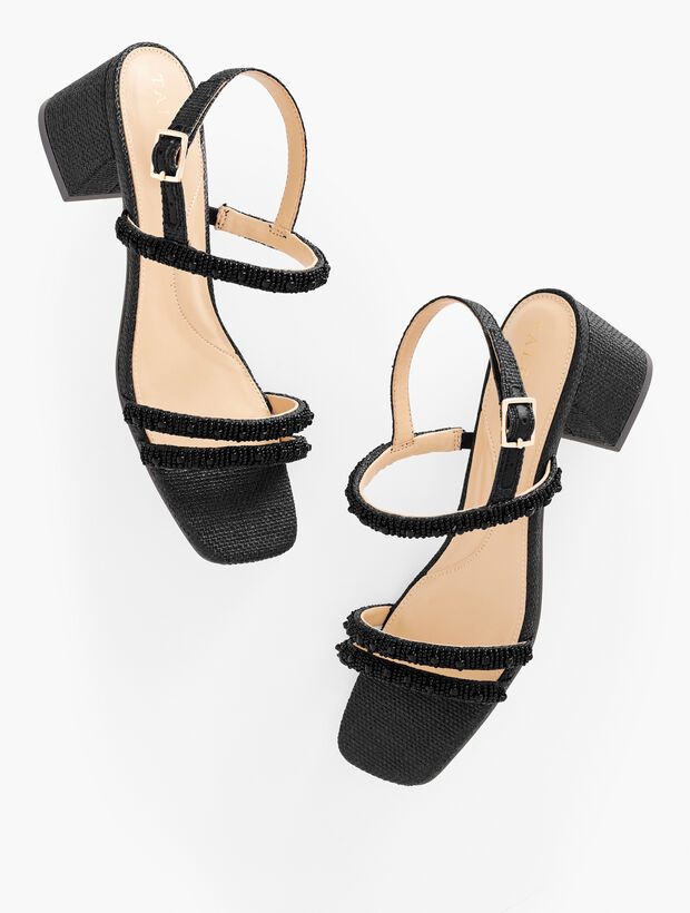 Maya Beaded Block Heel Sandals | Talbots