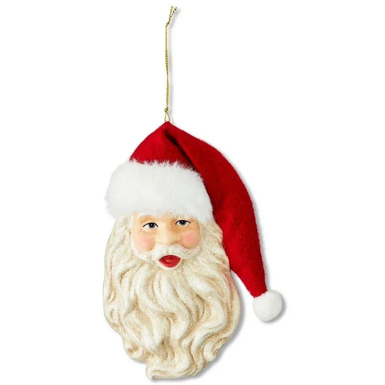 Red and White Glitter Santa Christmas Ornament, 6.5", by Holiday Time - Walmart.com | Walmart (US)