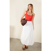 White Cotton Linen Look Puffball Maxi Skirt | PrettyLittleThing US