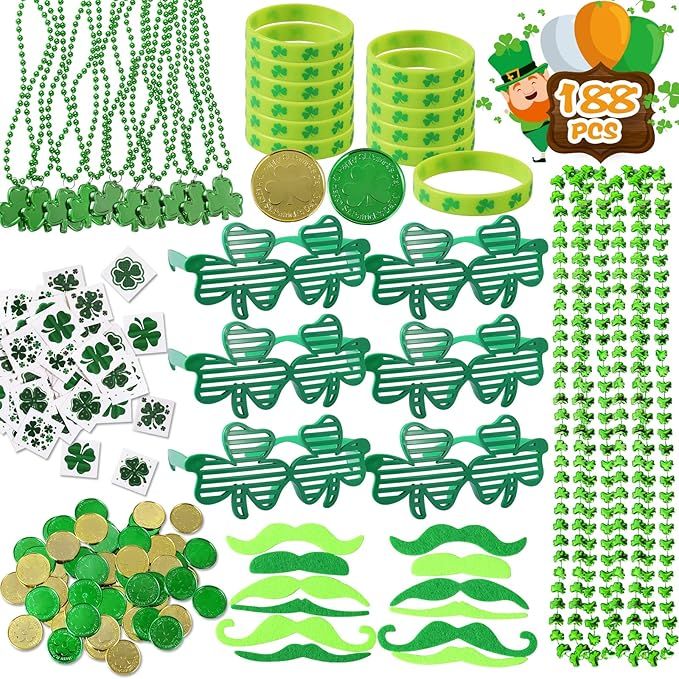 Max Fun 188Pcs St Patricks Day Accessories Party Favors Set Decorations Kids Saint Patricks Day I... | Amazon (US)