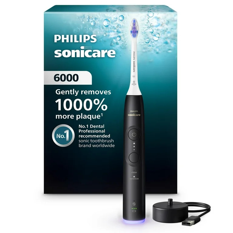 Philips Sonicare 6000 Series Electric Toothbrush, Pressure Sensor, 6 Settings, HX7401/04 | Walmart (US)